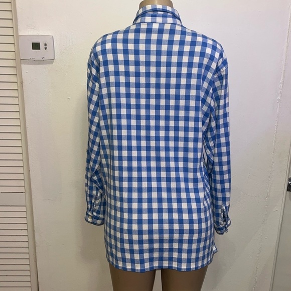 KORET Upscale Plaid Checkered Butrin Down Blouse Shirt Sz L - Picture 4 of 5